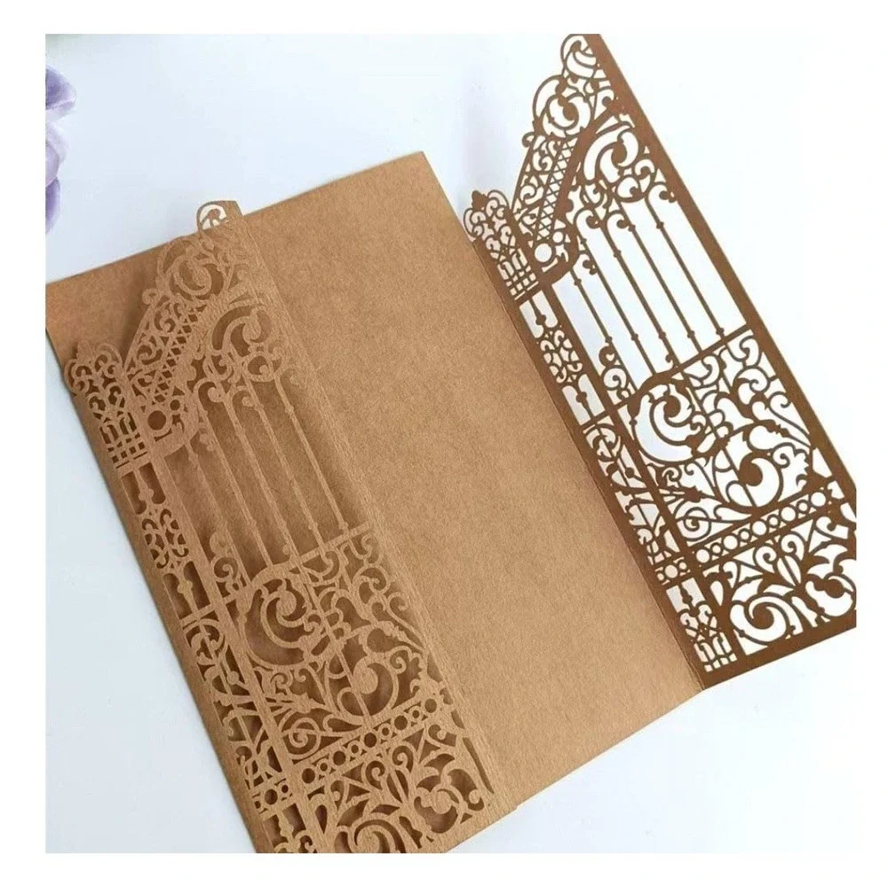 Paper Fence Laser Cut Invitation Card WEDDING or Special Event. 4.9